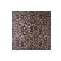 رومیزی مربع (بقچه) طرح هشت بهشت فیروزه ای